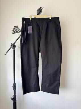 NWT Prada Black Cotton Twill Trousers Nylon Pocket 54